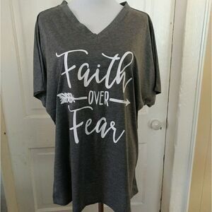 New "Faith over Fear" Gray Large T-SHIRT